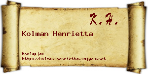 Kolman Henrietta névjegykártya